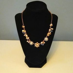 Kate Spade rose gold Faux pearl and flower necklac